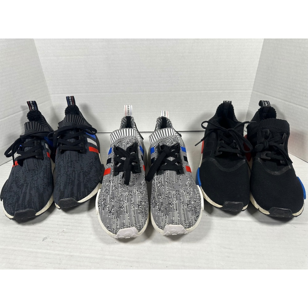 Adidas NMD R1 Primeknit Tri-Color Bundle Mens 12 BB2887 BB2888 S79168 3 Pairs‎